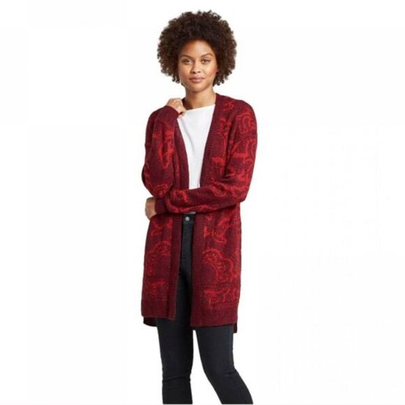 Knox Rose red open front knit cardigan sz M - Picture 1 of 5